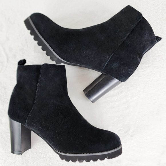 Blondo Rapha Black Suede Waterproof Bootie with zip and chunky heel. EUC 6.5M - Picture 3 of 10